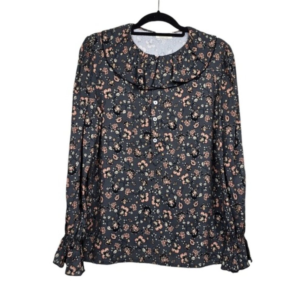 Elefantine Womens Long Sleeve Dark Grey Floral Collared Button Up Shirt Size M - Picture 4 of 8